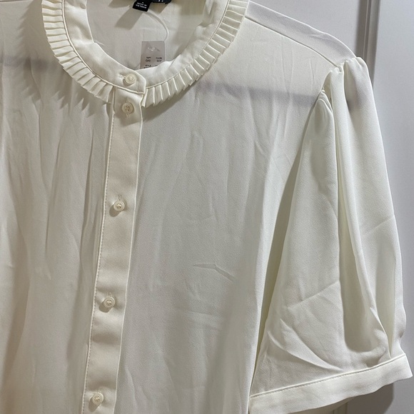 J. Crew White Button Down Shirt with Ruffled Collar - Picture 2 of 3